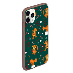 Чехол iPhone 11 Pro матовый Тигр и рождество, цвет: 3D-коричневый — фото 2