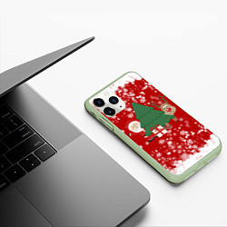 Чехол iPhone 11 Pro матовый Новогоднее настроение Santa, цвет: 3D-салатовый — фото 2