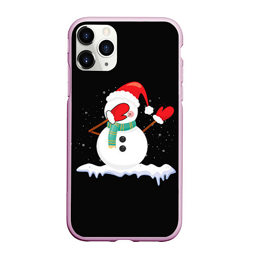 Чехол iPhone 11 Pro матовый Cartoon Dab Snowman / 3D-Розовый – фото 1