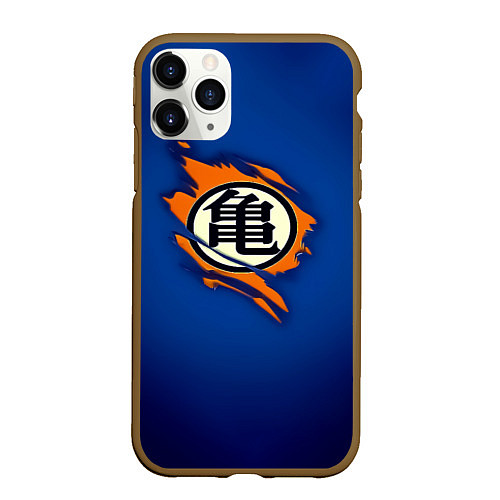 Чехол iPhone 11 Pro матовый Рваный логотип Гоку Dragon Ball / 3D-Коричневый – фото 1