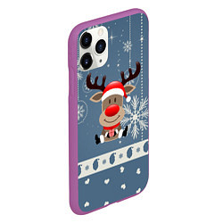 Чехол iPhone 11 Pro матовый New Years Deer, цвет: 3D-фиолетовый — фото 2