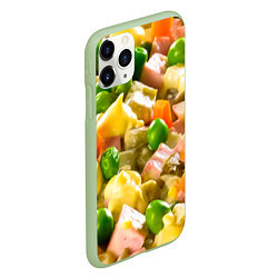 Чехол iPhone 11 Pro матовый Весь в оливье, цвет: 3D-салатовый — фото 2