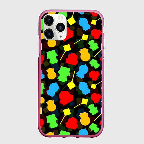 Чехол iPhone 11 Pro матовый SOUTH PARK ЮЖНЫЙ ПАРК НОВОГОДНИЙ УЗОР / 3D-Малиновый – фото 1