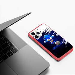 Чехол iPhone 11 Pro матовый Sonic со скоростью звука, цвет: 3D-красный — фото 2