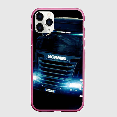 Чехол iPhone 11 Pro матовый SCANIA Дальнобой 2022 / 3D-Малиновый – фото 1
