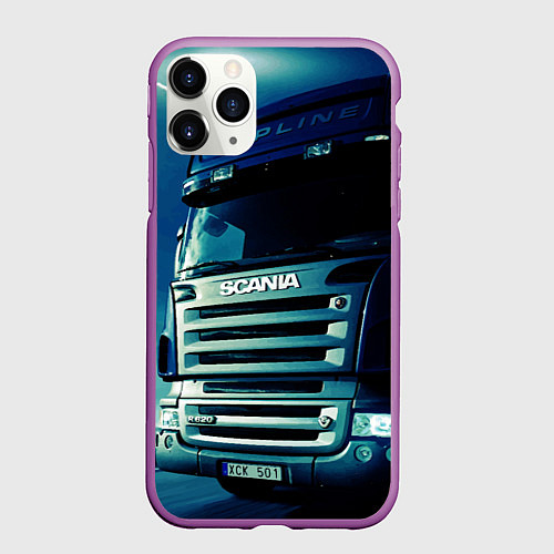 Чехол iPhone 11 Pro матовый SCANIA Дальнобой 2022 / 3D-Фиолетовый – фото 1