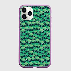 Чехол iPhone 11 Pro матовый Инопланетяне НЛО, цвет: 3D-фиолетовый