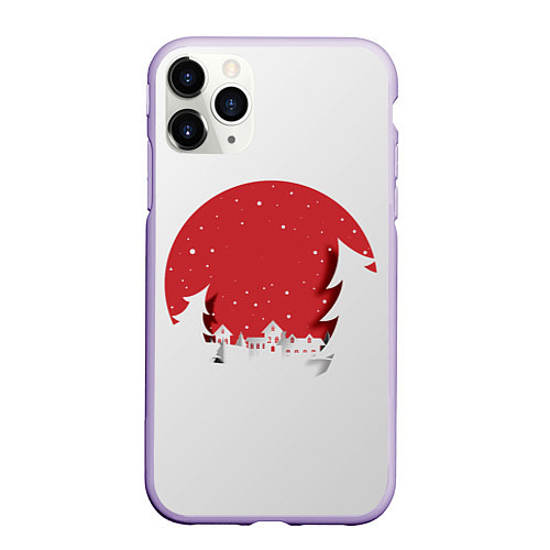 Чехол iPhone 11 Pro матовый Снежные ёлочки / 3D-Светло-сиреневый – фото 1