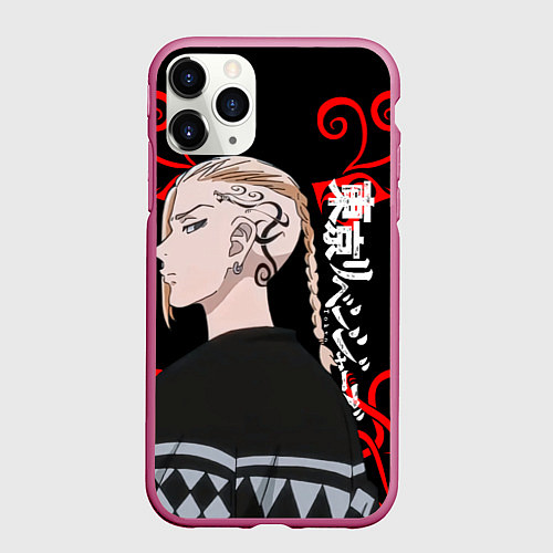 Чехол iPhone 11 Pro матовый ДРАКЕН ИЗ ТОСВЫ ТОКИЙСКИЕ / 3D-Малиновый – фото 1