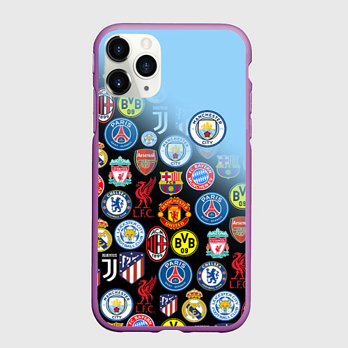 Чехол iPhone 11 Pro матовый МАНЧЕСТЕР СИТИ MANCHESTER CITY / 3D-Фиолетовый – фото 1