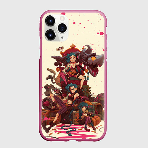 Чехол iPhone 11 Pro матовый ЛИГА ЛЕГЕНД JINX ARCANE / 3D-Малиновый – фото 1