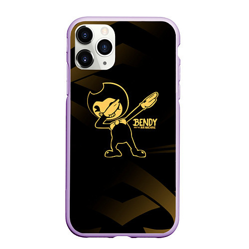 Чехол iPhone 11 Pro матовый Bendy and the ink machine золотистый / 3D-Сиреневый – фото 1