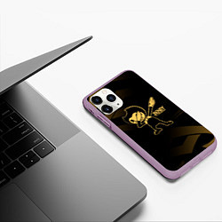 Чехол iPhone 11 Pro матовый Bendy and the ink machine золотистый, цвет: 3D-сиреневый — фото 2