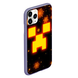 Чехол iPhone 11 Pro матовый НОВОГОДНИЙ ОГНЕННЫЙ КРИПЕР CREEPER FIRE, цвет: 3D-серый — фото 2