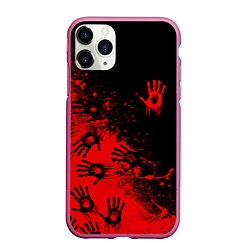 Чехол iPhone 11 Pro матовый Death Stranding Отпечаток рук паттерн, цвет: 3D-малиновый