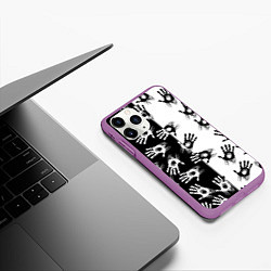 Чехол iPhone 11 Pro матовый Death Stranding паттерн логотипов, цвет: 3D-фиолетовый — фото 2
