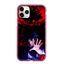 Чехол iPhone 11 Pro матовый Аста и его черный демон Черный клевер, цвет: 3D-малиновый