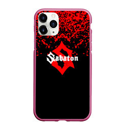 Чехол iPhone 11 Pro матовый Sabaton красные брызги, цвет: 3D-малиновый