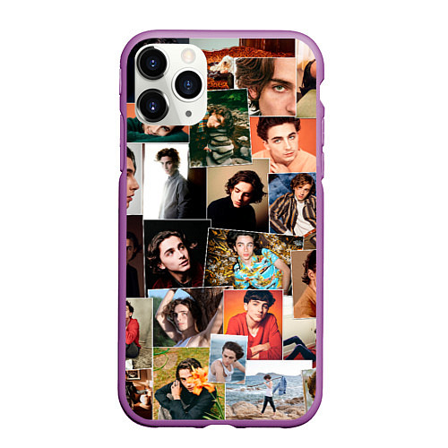 Чехол iPhone 11 Pro матовый Тимоти цветной коллаж / 3D-Фиолетовый – фото 1