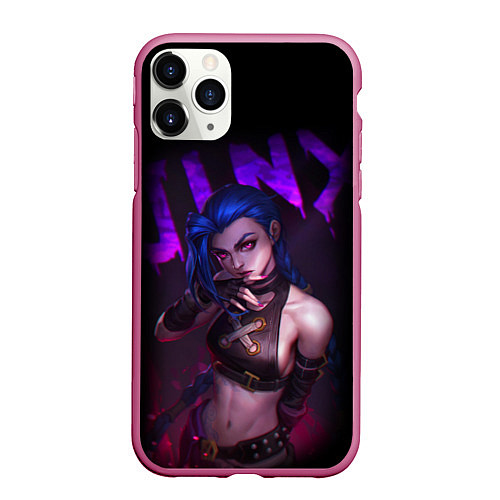 Чехол iPhone 11 Pro матовый JINX ARCANE НАДПИСЬ LEAGUE OF LEGENDS / 3D-Малиновый – фото 1