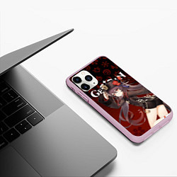 Чехол iPhone 11 Pro матовый GENSHIN IMPACT ХУ ТАО, ЭМБЛЕМЫ, САКУРА, цвет: 3D-розовый — фото 2