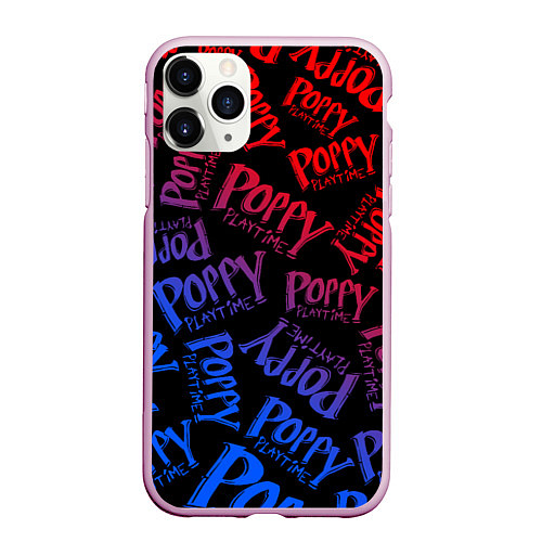 Чехол iPhone 11 Pro матовый POPPY PLAYTIME LOGO NEON, ХАГИ ВАГИ / 3D-Розовый – фото 1