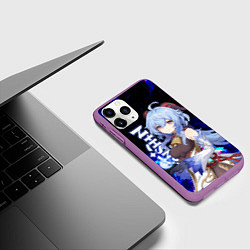 Чехол iPhone 11 Pro матовый ЭОЛА ГЕНШИН ИМПАКТ НЕОНОВЫЙ ОГОНЬ, цвет: 3D-фиолетовый — фото 2
