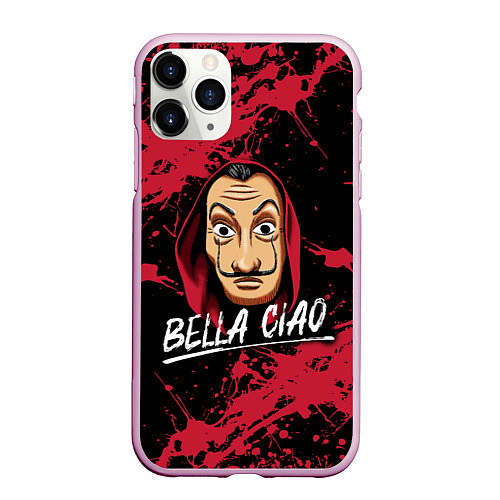 Чехол iPhone 11 Pro матовый БУМАЖНЫЙ ДОМ LA CASA DE PAPEL BELLA CIAO / 3D-Розовый – фото 1