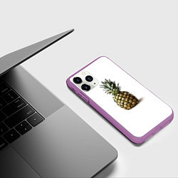 Чехол iPhone 11 Pro матовый Pineapple watercolor, цвет: 3D-фиолетовый — фото 2