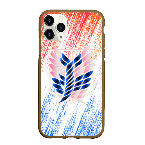 Чехол iPhone 11 Pro матовый Атака Титанов Ласкутный Неон 2022 / 3D-Коричневый – фото 1