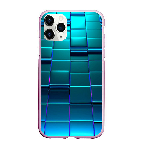 Чехол iPhone 11 Pro матовый 3D квадраты неоновые / 3D-Розовый – фото 1