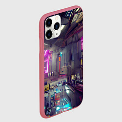 Чехол iPhone 11 Pro матовый Городской киберпанк, цвет: 3D-малиновый — фото 2
