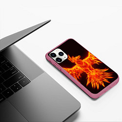 Чехол iPhone 11 Pro матовый ОГНЕННЫЙ ФЕНИКС FIRE PHOENIX, цвет: 3D-малиновый — фото 2