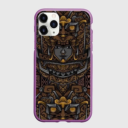 Чехол iPhone 11 Pro матовый Идол Ацтеков / 3D-Фиолетовый – фото 1