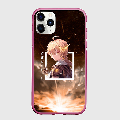 Чехол iPhone 11 Pro матовый Итэр Aether, Genshin Impact Геншин импакт / 3D-Малиновый – фото 1