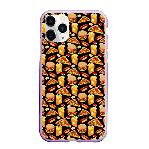 Чехол iPhone 11 Pro матовый Fast Food Фастфуд / 3D-Сиреневый – фото 1