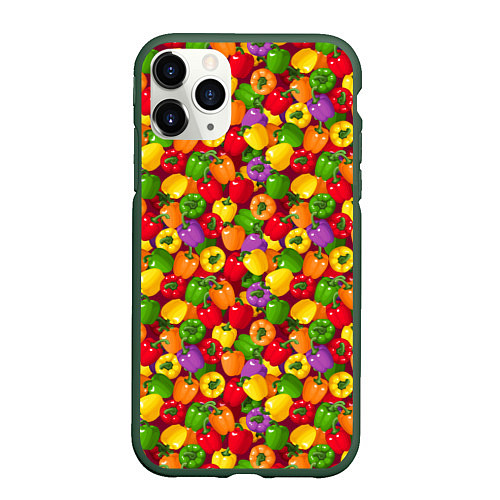 Чехол iPhone 11 Pro матовый Перец Болгарский / 3D-Темно-зеленый – фото 1