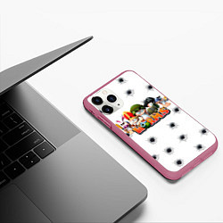 Чехол iPhone 11 Pro матовый Wormsчервяки, цвет: 3D-малиновый — фото 2