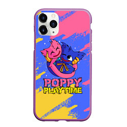 Чехол iPhone 11 Pro матовый Huggy Wuggy and Kissy Missy Poppy Playtime, цвет: 3D-фиолетовый