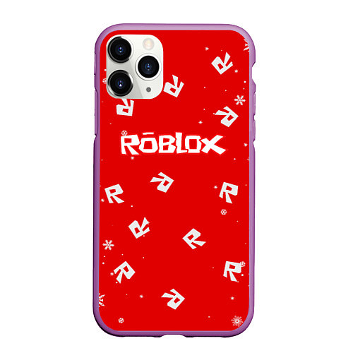 Чехол iPhone 11 Pro матовый НОВОГОДНИЙ СВИТЕР ROBLOX РОБЛОКС НОВЫЙ ГОД 2022 / 3D-Фиолетовый – фото 1