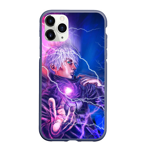 Чехол iPhone 11 Pro матовый Gojo Satoru Jujutsu Kaisen / 3D-Серый – фото 1