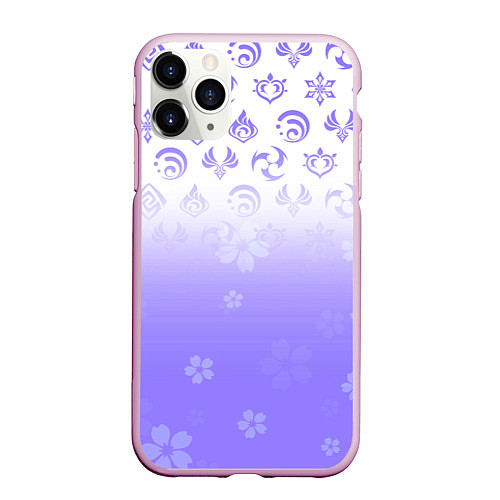 Чехол iPhone 11 Pro матовый GENSHIN IMPACT SYMBOL PATTERN SAKURA САКУРА / 3D-Розовый – фото 1