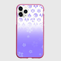 Чехол iPhone 11 Pro матовый GENSHIN IMPACT SYMBOL PATTERN SAKURA САКУРА, цвет: 3D-малиновый