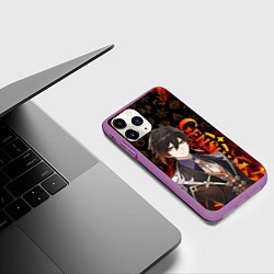 Чехол iPhone 11 Pro матовый ЧЖУН ЛИ ГЕНШИН ИМПАКТ, GENSHIN IMPACT, цвет: 3D-фиолетовый — фото 2