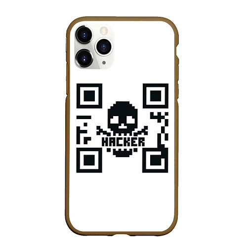 Чехол iPhone 11 Pro матовый Хакерю QR-code Qr код для программистов / 3D-Коричневый – фото 1