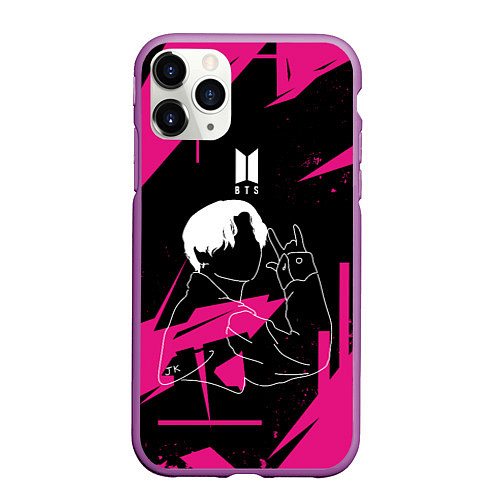 Чехол iPhone 11 Pro матовый JUNGKOOK PINK EDITION ДЖОНГУК / 3D-Фиолетовый – фото 1