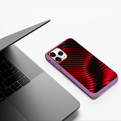 Чехол iPhone 11 Pro матовый Волны красного металла, цвет: 3D-фиолетовый — фото 2