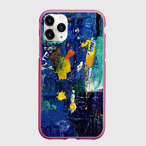 Чехол iPhone 11 Pro матовый КРАСКА PAINT / 3D-Малиновый – фото 1