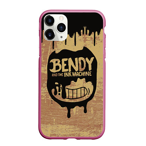 Чехол iPhone 11 Pro матовый ЧЕРНЫЙ БЕНДИ BENDY AND THE INK MACHINE / 3D-Малиновый – фото 1