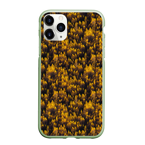 Чехол iPhone 11 Pro матовый Рыжий лес / 3D-Салатовый – фото 1